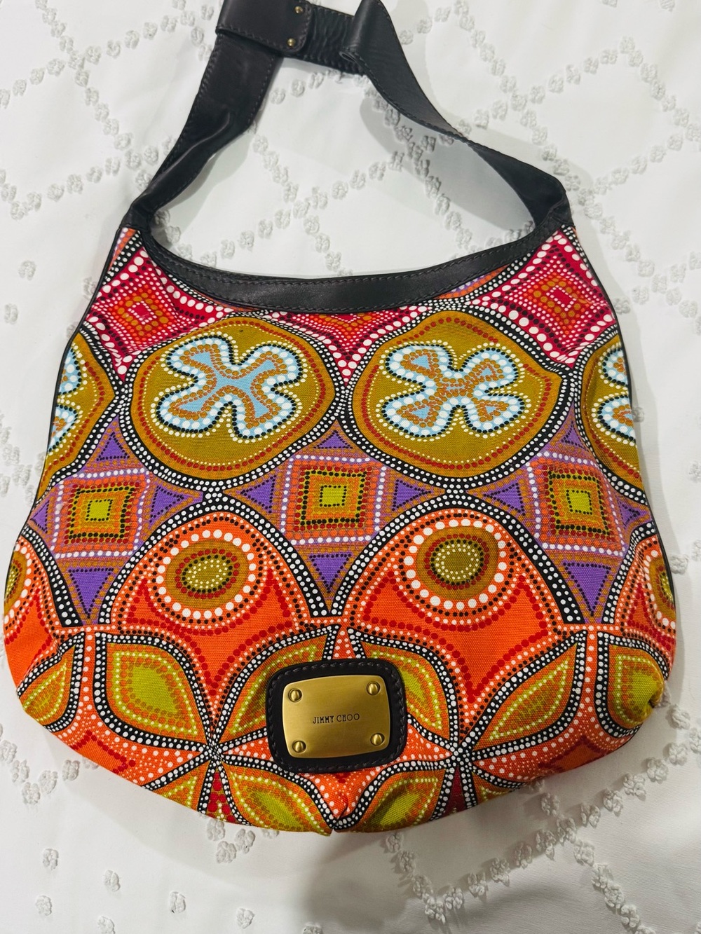 Jimmy Choo Multicolor Geometric Pattern Shoulder Bag